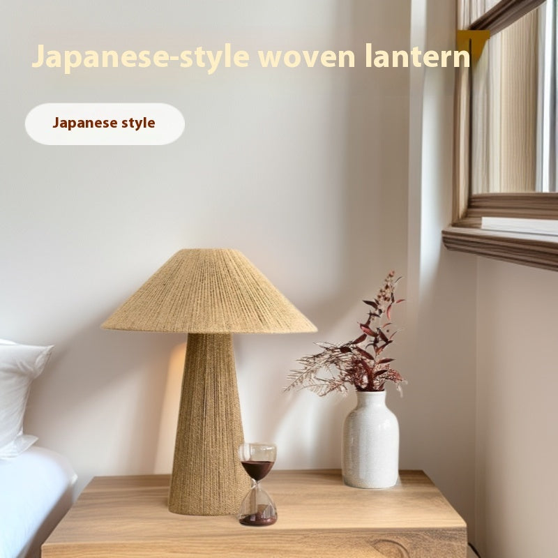 Japanese-style Bamboo Hat Woven Table Lamp