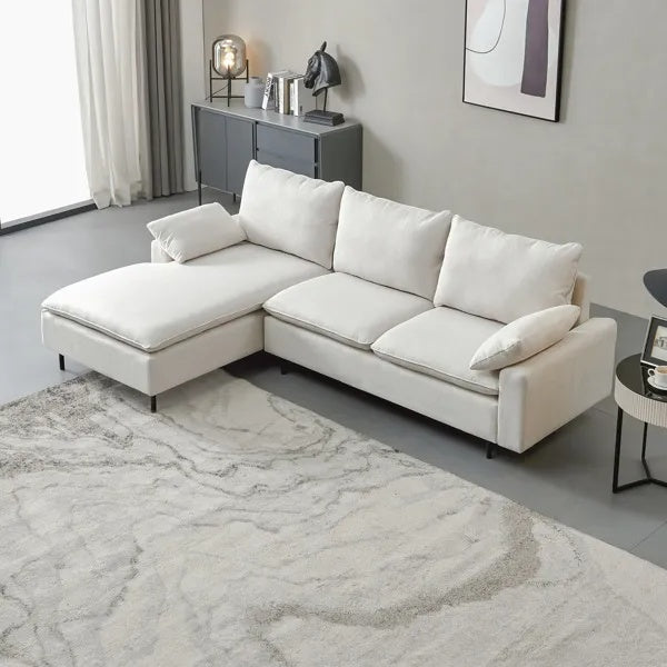 L-Shaped Linen Sectional Sofa With Right Chaise,living Room ,bedroom,office.