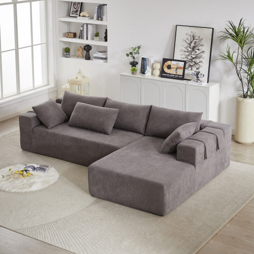 Modern Chenille Upholstered Sectional Sofa Couch Set,Modular 108 L Shaped Sectional Living Room Sofa Set With 6 Pillows,Free Combination Sofa Couch For Living Room,Bedroom