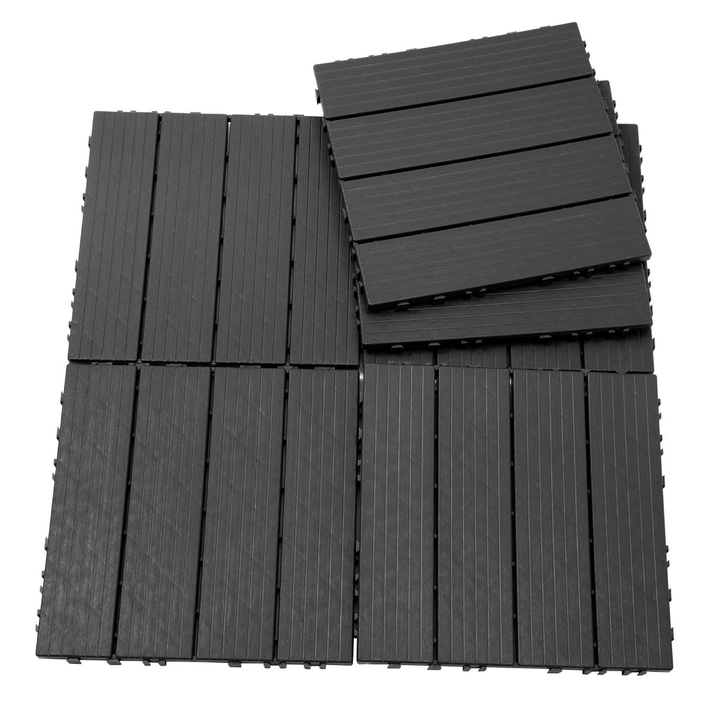 Plastic Interlocking Deck Tiles, 12x12  Pack Of 44  Patio Flooring Outdoor Waterproof All Weather Use For Garden Poolside Front  Back Yard, Light Gray