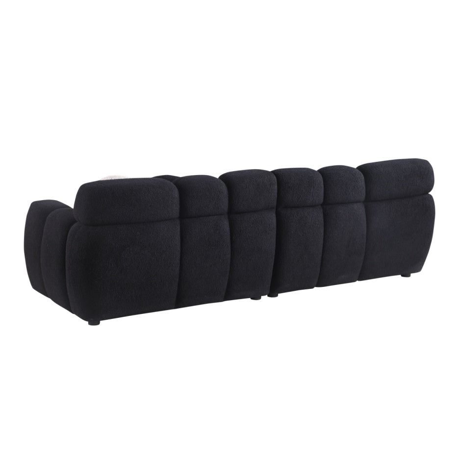87.4 Length ,35.83inch Deepth ,human Body Structure For USA People, Marshmallow Sofa,boucle Sofa ,3 Seater, Black BOUCLE