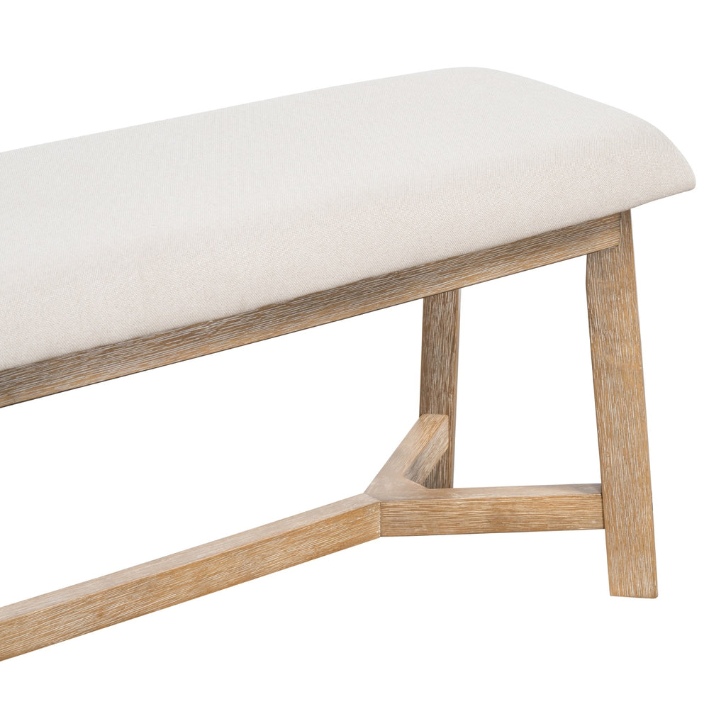 TREXM 6-piece Retro Farmhouse Style Dining Set, Rectangular Table And 4 Upholstered Chairs With Ratt