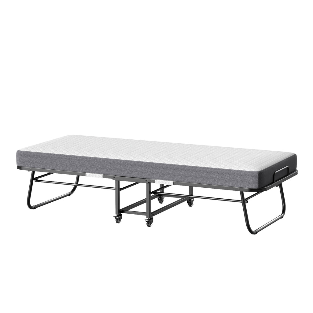 Folding Bed With Mattress  Foam Mattress All Steel Pipe Frame