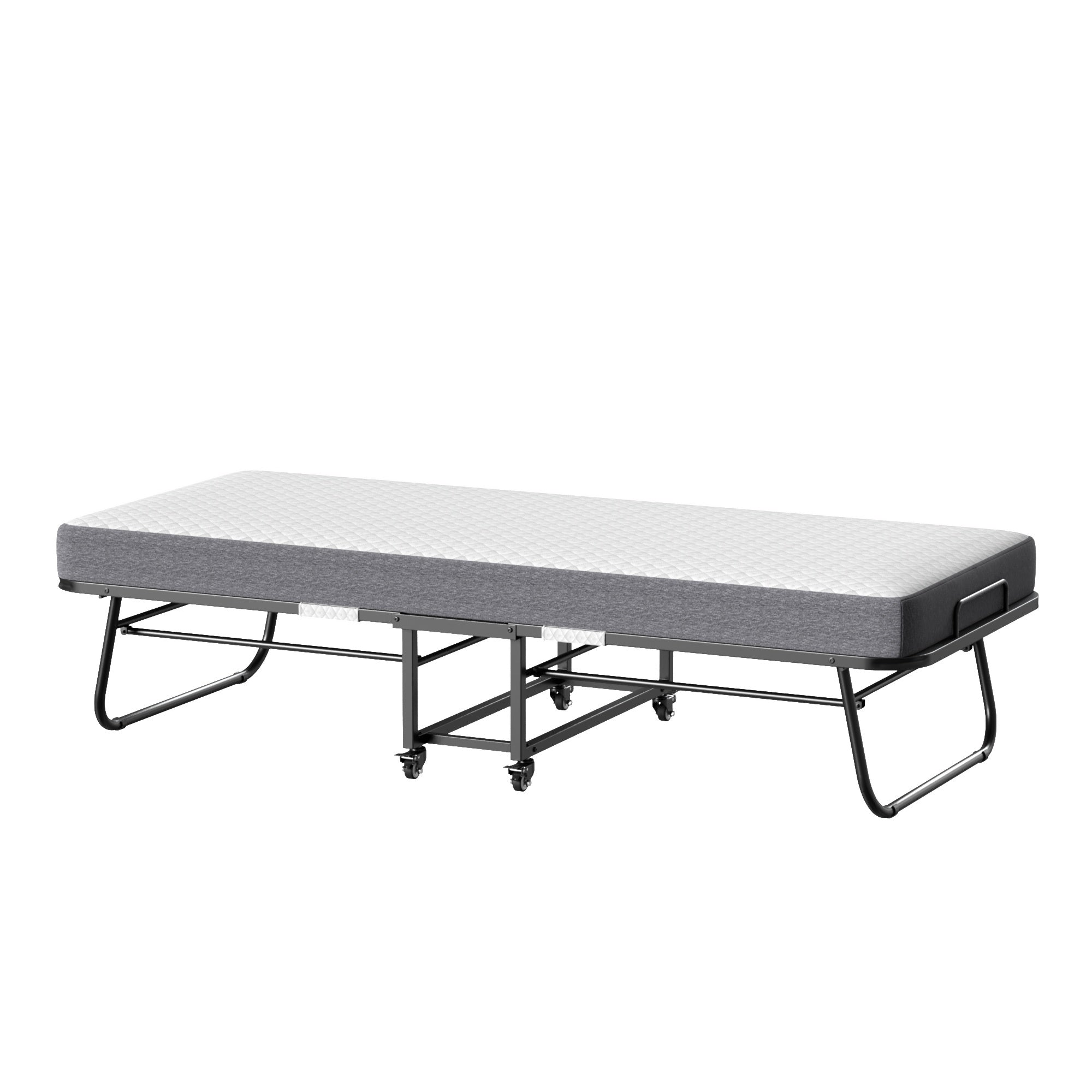 Folding Bed With Mattress  Foam Mattress All Steel Pipe Frame