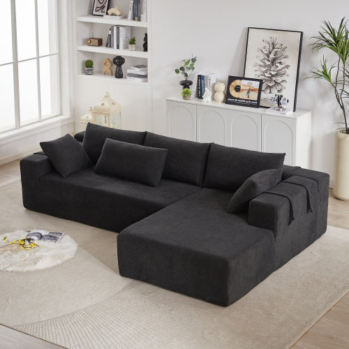 Modern Chenille Upholstered Sectional Sofa Couch Set,Modular 108 L Shaped Sectional Living Room Sofa Set With 6 Pillows,Free Combination Sofa Couch For Living Room,Bedroom