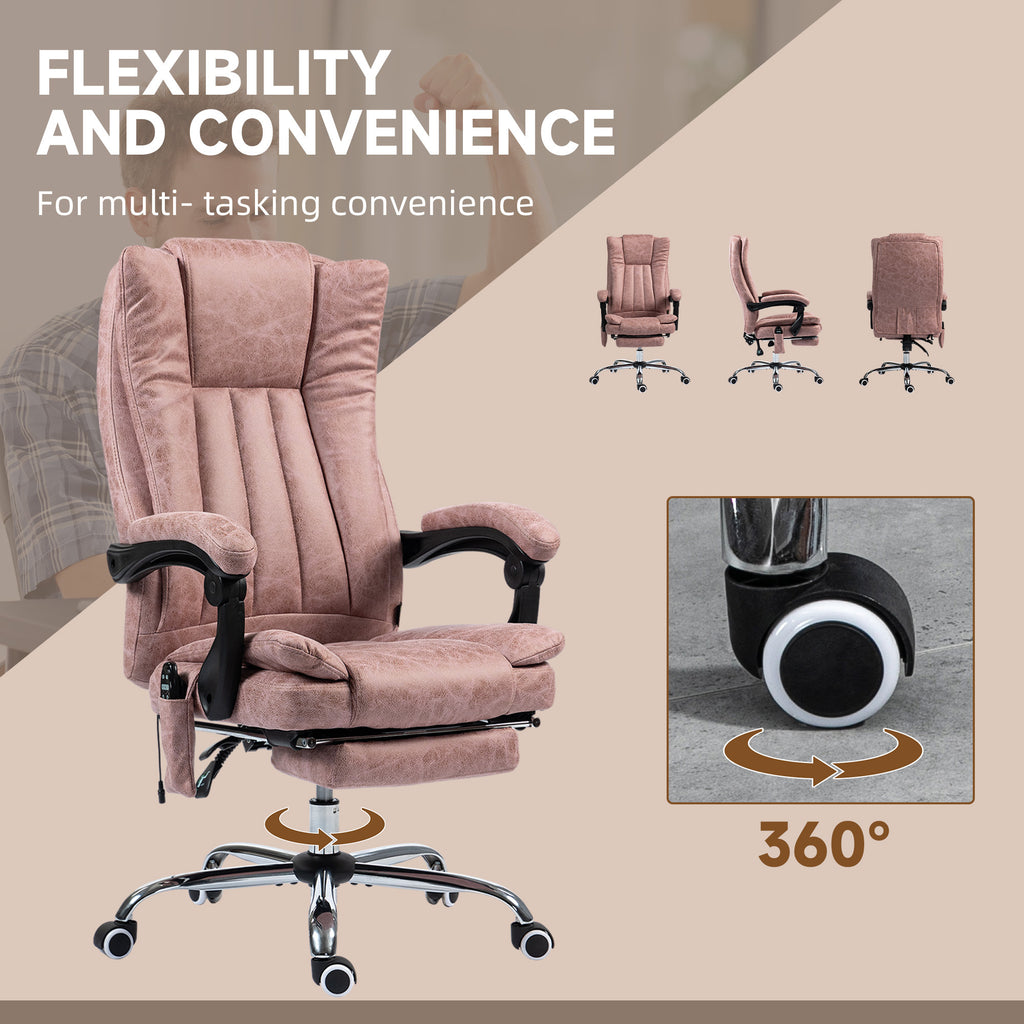 Massage Office Chair With 6 Points And Heat, Reclining Computer Chair With Adjustable Height And Footrest