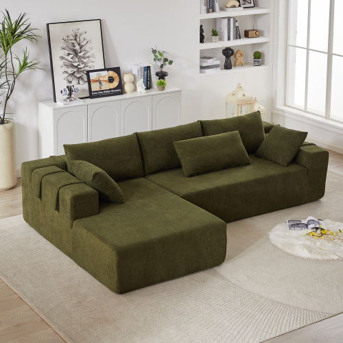 Modern Chenille Upholstered Sectional Sofa Couch Set,Modular 108 L Shaped Sectional Living Room Sofa Set With 6 Pillows,Free Combination Sofa Couch For Living Room,Bedroom