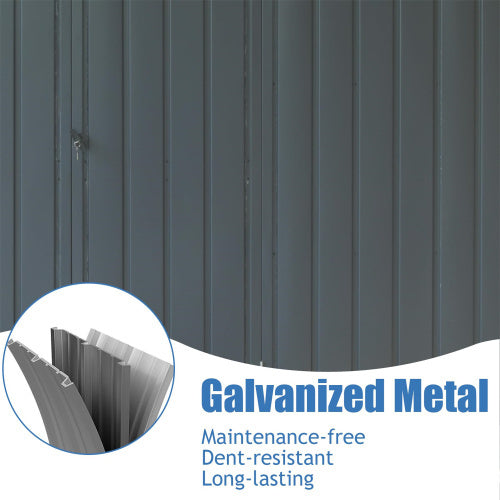 Storage Shed 11 X 12.5 With Galvanized Steel Frame  Windows, Outdoor Garden Shed Metal Utility Tool Storage Room With Lockable Door For Patio Dark Gray