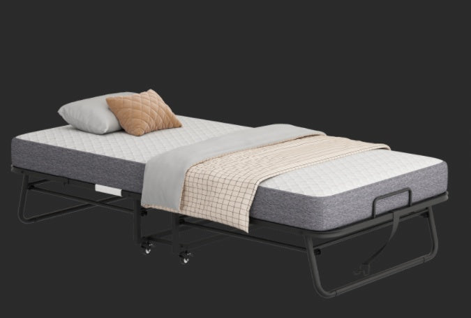 Folding Bed With Mattress  Foam Mattress All Steel Pipe Frame